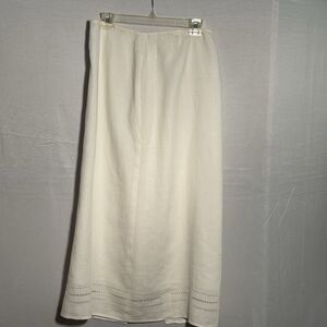 Talbots Irish Linen Skirt Women’s 12 Ivory Maxi A-Line 100% Linen Summer Resort